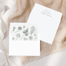 Elegant Calligraphy Botanical Sage Green Wedding