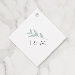 Elegant calligraphy Botanical Wedding Favour Tags