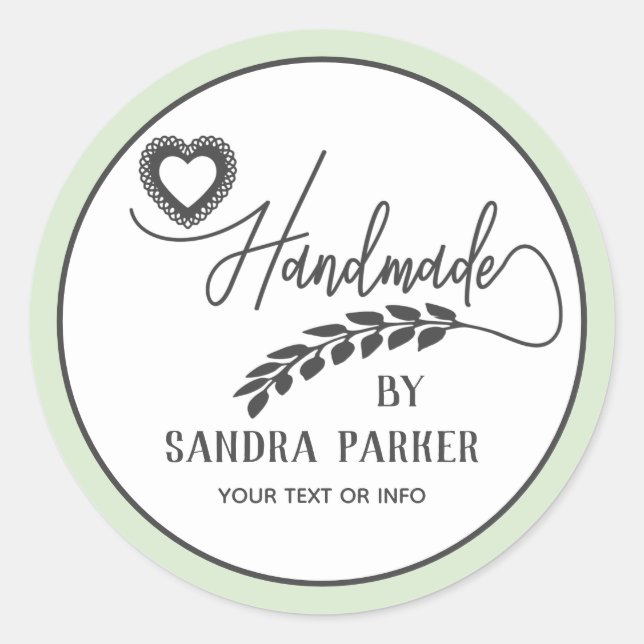 Elegant Calligraphy branch handmade Classic Round Sticker (Front)