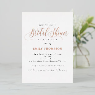 Elegant Calligraphy Bridal Shower Real Rose Gold F