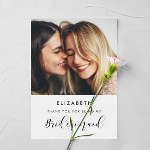 Elegant calligraphy Bridesmaid thank you card