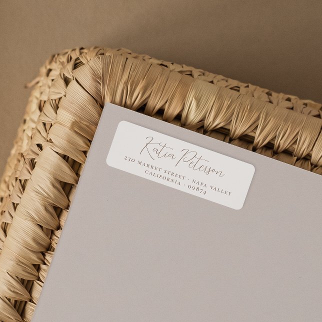 Elegant Calligraphy Brown & Cream Return Address Label (Return Address Label Mock-up)