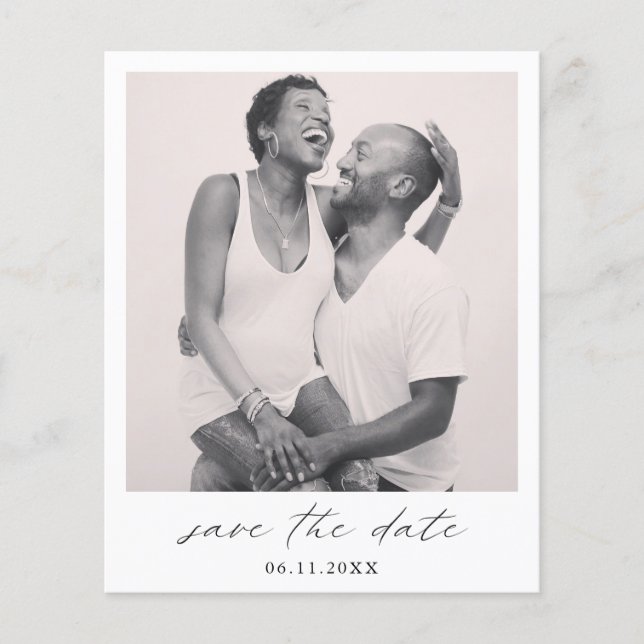 Elegant Calligraphy Budget Wedding Save The Date Flyer (Front)