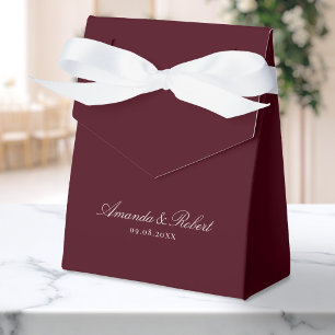 Elegant Calligraphy Burgundy Wedding Favour Box