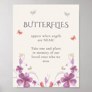 Elegant Calligraphy Butterflies In Loving Memory Poster