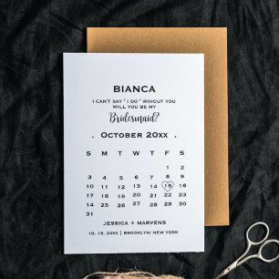 Elegant calligraphy calendar bridesmaid proposal   invitation