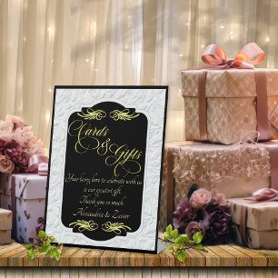 Elegant Calligraphy Card & Gifts - Black/Gold Pedestal Sign