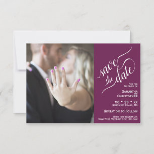 Elegant Calligraphy Cassis 2 Pane Photo Wedding Save The Date
