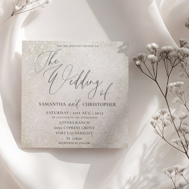 Elegant Calligraphy Champagne Gold Wedding  Invitation (Creator Uploaded)