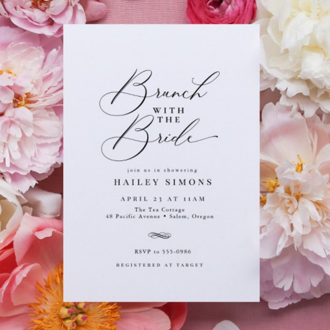 Elegant Calligraphy Chic Bridal Shower Brunch Invitation (Creator Uploaded)
