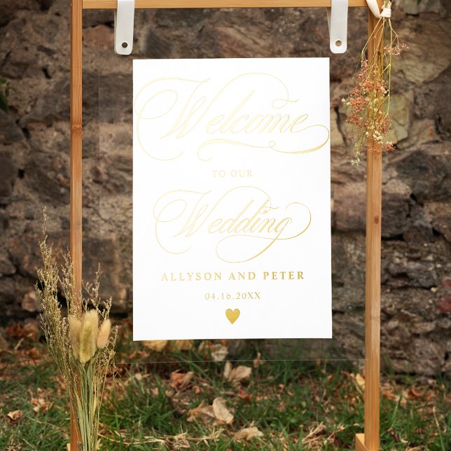 Elegant calligraphy chic gold wedding welcome foil prints (Creator Uploaded)