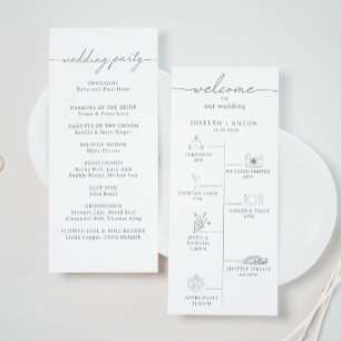 Elegant Calligraphy Chic Grey Timeline Wedding Program