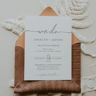 Elegant Calligraphy Chic Grey We Do Wedding Invitation