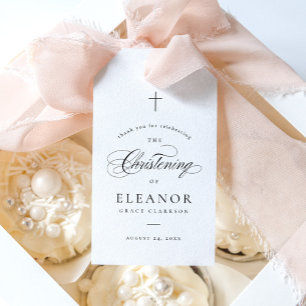 Elegant Calligraphy Christening Favour Gift Tags