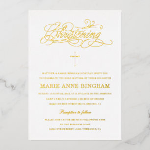 Elegant Calligraphy Christening Gold