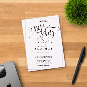 Elegant Calligraphy Classic Acrylic Wedding Invite Invitations