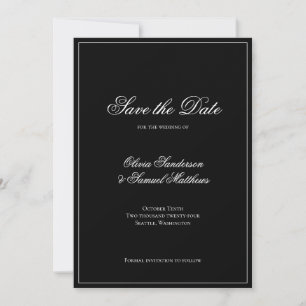 Elegant Calligraphy Classic Black Border Wedding Save The Date