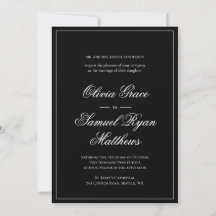 Elegant Calligraphy Classic Border Black Wedding