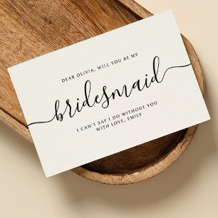 Elegant Calligraphy Classic Bridesmaid Proposal Card