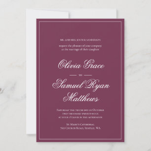 Elegant Calligraphy Classic Burgundy Wedding Invitation