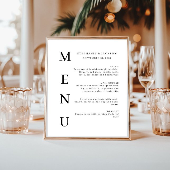 Elegant Calligraphy Classic Wedding Bar Menu Poster (Creator Uploaded)