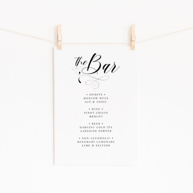 Elegant Calligraphy Classic Wedding Bar Menu Poster (Creator Uploaded)