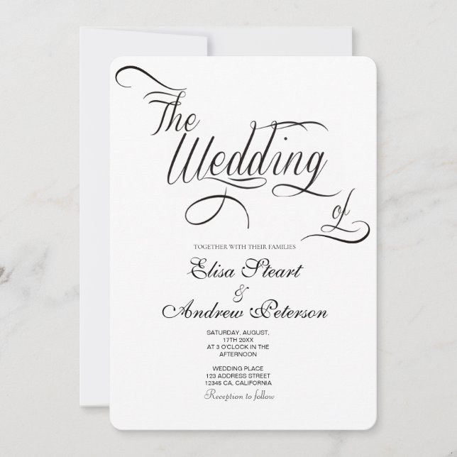 Elegant Calligraphy Classic Wedding Invitation (Front)