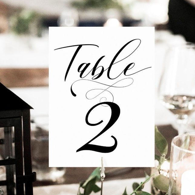 Elegant Calligraphy Classic Wedding Table Number (Creator Uploaded)