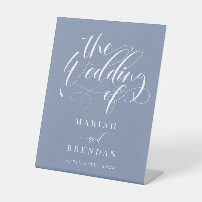 Elegant Calligraphy Classic Wedding Welcome Pedest Pedestal Sign (Front)