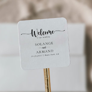 Elegant Calligraphy classic Wedding Welcome Square Sticker