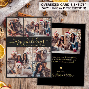 Elegant Calligraphy Collage Christmas Happy Holiday Card