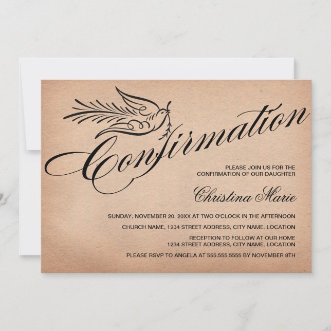 Elegant Calligraphy Confirmation Invitation (Front)