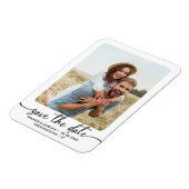 Elegant Calligraphy Couple Photo Save The Date  Magnet (Left Side)