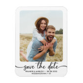 Elegant Calligraphy Couple Photo Save The Date  Magnet (Vertical)