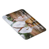 Elegant Calligraphy Couple Photo Save The Date Magnet (Right Side)