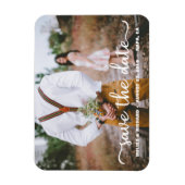 Elegant Calligraphy Couple Photo Save The Date Magnet (Vertical)