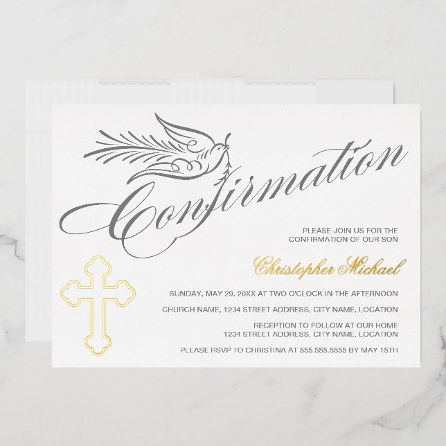 Elegant Calligraphy Cross and Dove Confirmation (Envelope)
