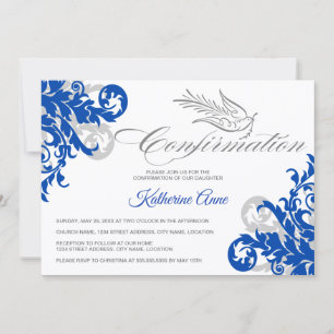 Elegant Calligraphy Cross and Dove Confirmation Invitation