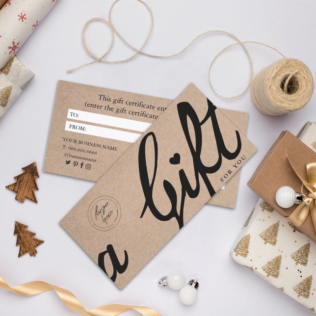 Elegant Calligraphy Custom Kraft Gift Certificate (Creator Uploaded)