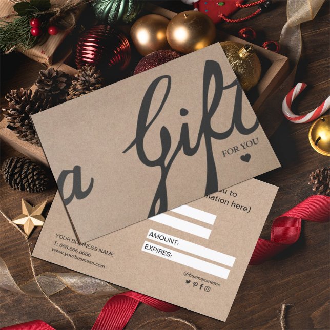 Elegant Calligraphy Custom Kraft Gift Certificate (Creator Uploaded)