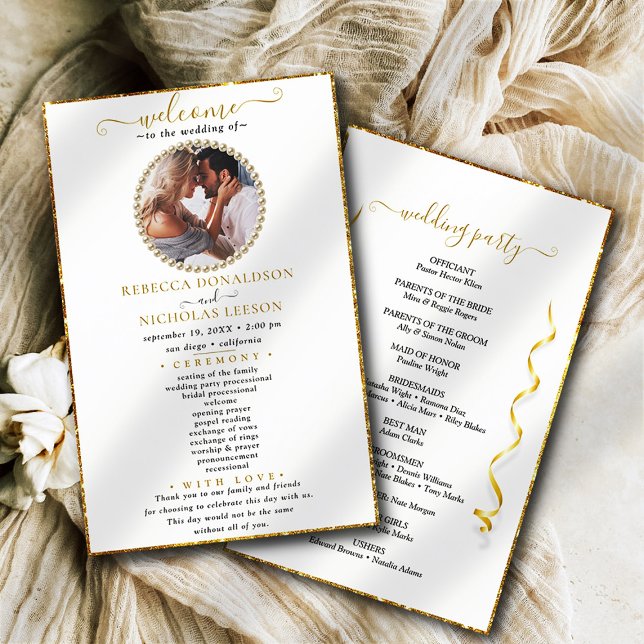 Elegant Calligraphy Custom Photo Wedding Program (Creator Uploaded)