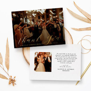 Elegant Calligraphy Custom Wedding Photo Thank You