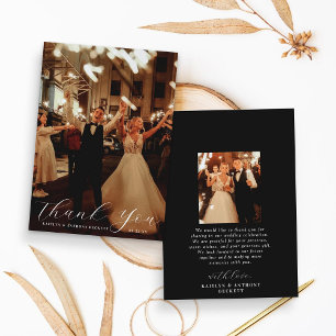 Elegant Calligraphy Custom Wedding Photo Thank You Card