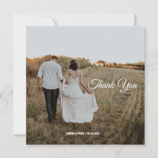 Elegant calligraphy custom wedding  thank you card (Front)