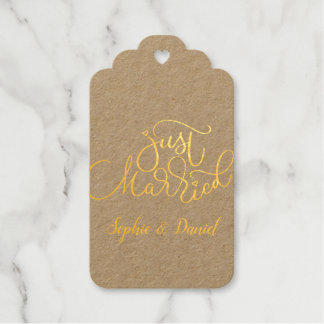 Elegant Calligraphy Customisable Just Married Gift Tags