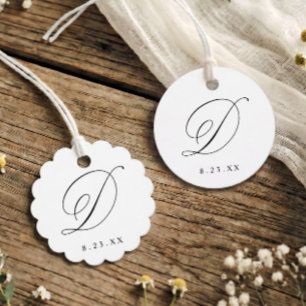 Elegant Calligraphy D Monogram Initial Wedding Favour Tags