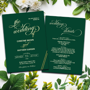 Elegant Calligraphy Details on Back Teal Wedding