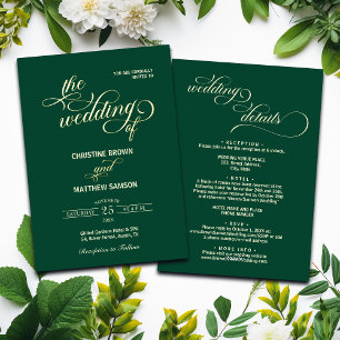 Elegant Calligraphy Details on Back Teal Wedding