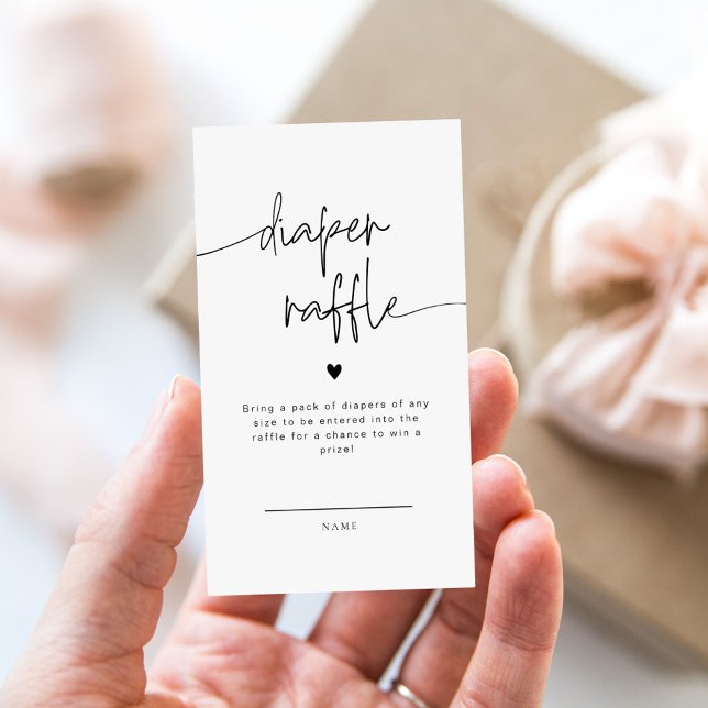 Elegant Calligraphy Diaper Raffle card Baby Shower (Creator Uploaded)