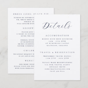 Elegant Calligraphy Double Sided Wedding Details Enclosure Card